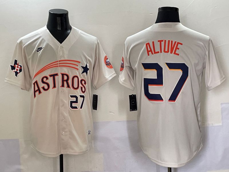 Men Houston Astros #27 Altuve Cream Five generations Joint Name 2025 Nike MLB Jersey style 7->houston astros->MLB Jersey